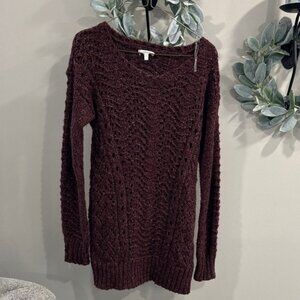 Chic fall, long Maroon Knit Sweater